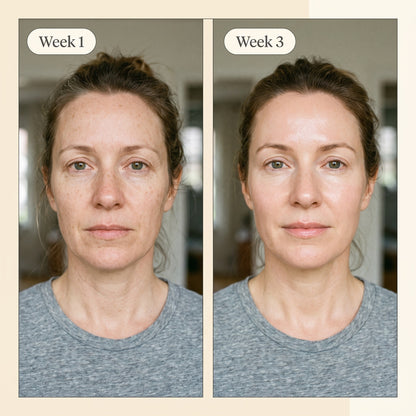 Youthful Glow Oil results 40s week 1 vs week 3
