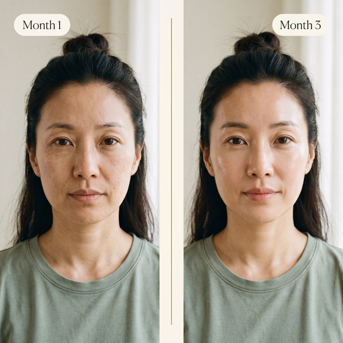 Youthful Glow Oil results month 1 vs month 3