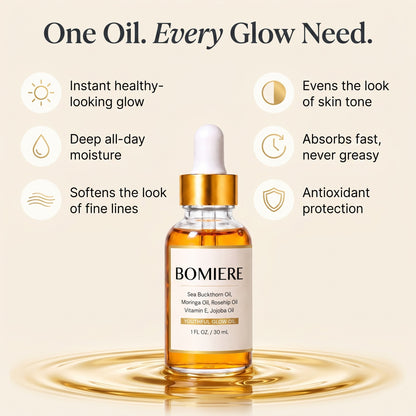 Youthful Glow Oil benefits grid infographic