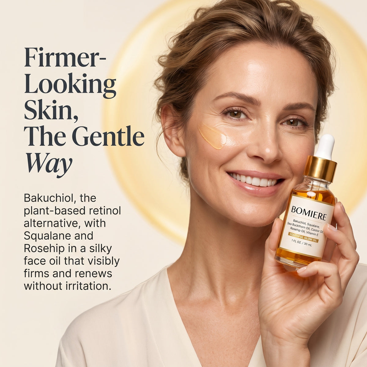 youthful glow oil bakuchiol model headline