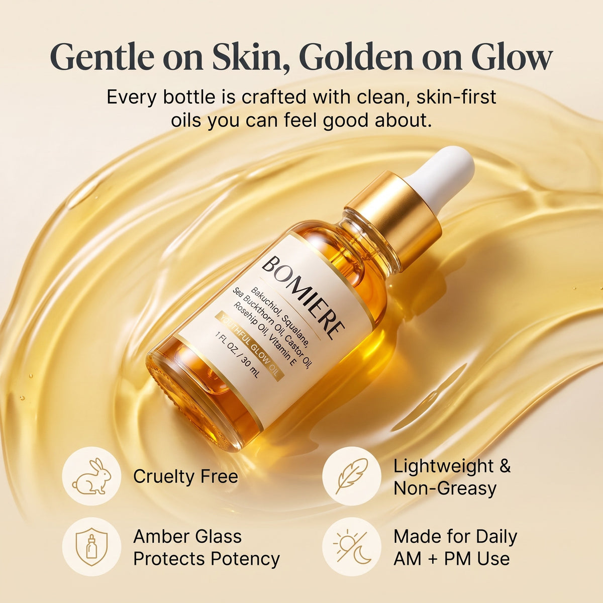 Youthful Glow Oil – Bakuchiol values infographic
